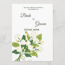 Invitación de boda botánica elegante verde y blanc