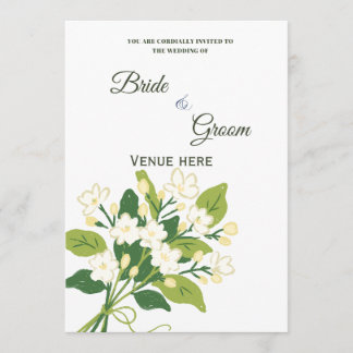 Invitación de boda botánica elegante verde y blanc
