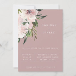 Invitación de boda botánica en color malva polvori