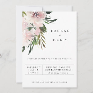 Invitación de boda botánica en color malva polvori