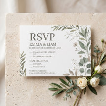Invitación de boda botánica en verde salvia elegan