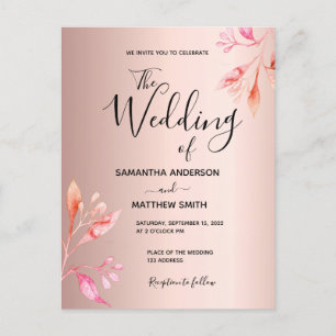 Invitación de boda botánica floral de color rosa R