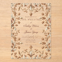 Invitación de boda botánica floral dorada elegante