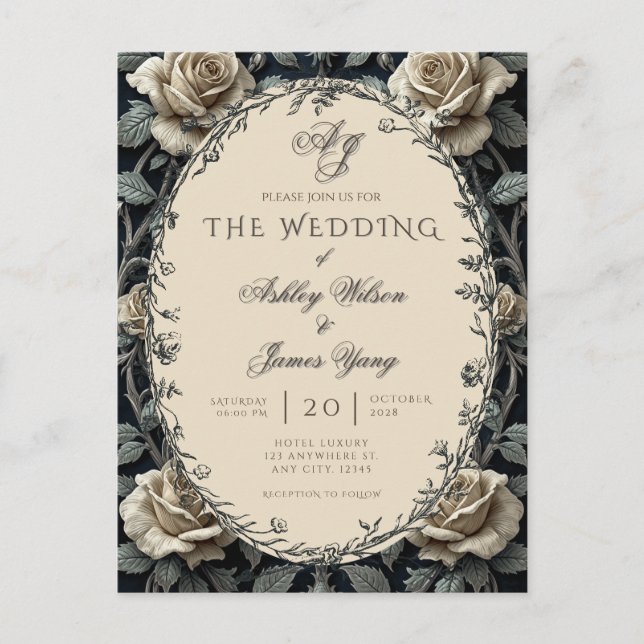Invitación de Boda Botánica Floral Romántica (Anverso)