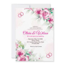 Invitación de boda botánica floral rosa fucsia exu