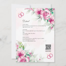 Invitación de boda botánica floral rosa fucsia exu