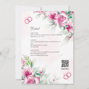 Invitación de boda botánica floral rosa fucsia exu