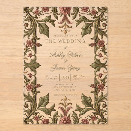 Invitación de boda botánica floral verde elegante