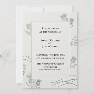Invitación de boda botánica gris blanca