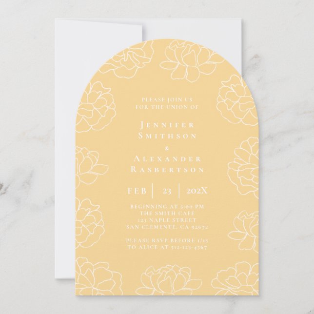 Invitación de Boda Botánica Mínima Pastel (Anverso)