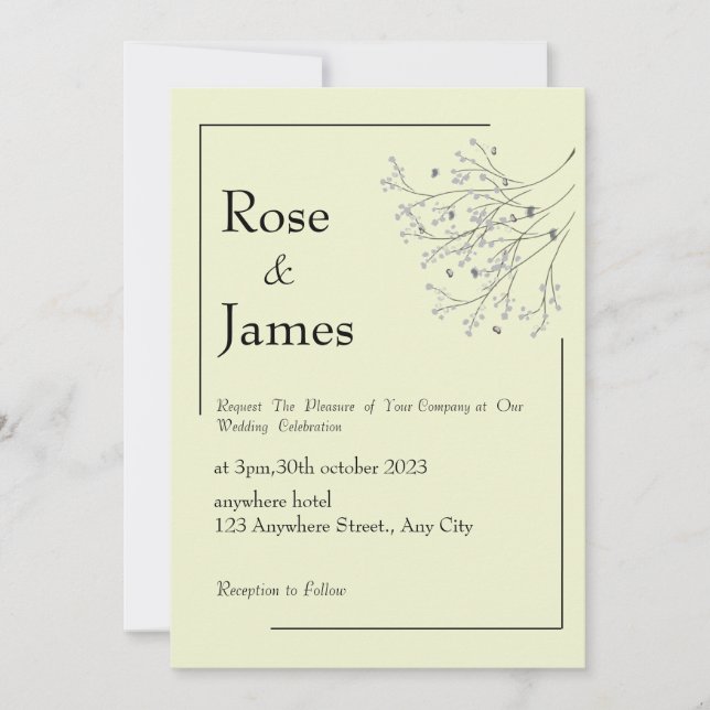 Invitación de boda botánica minimalista (Anverso)