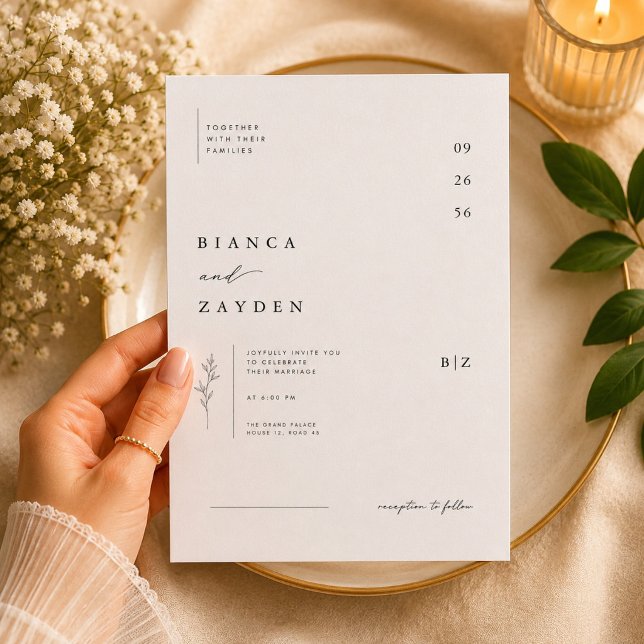 Invitación de boda botánica minimalista. (Subido por el creador)