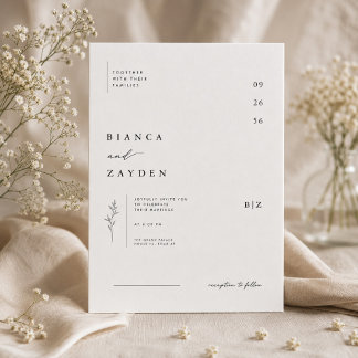 Invitación de boda botánica minimalista.