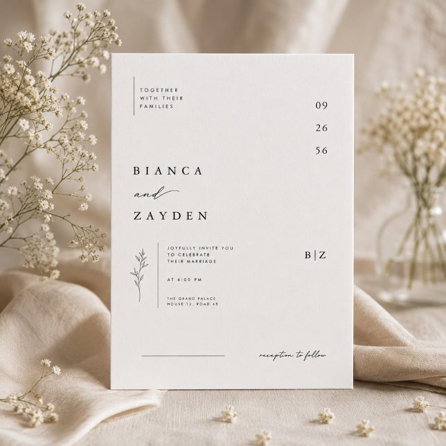 Invitación de boda botánica minimalista. (Subido por el creador)
