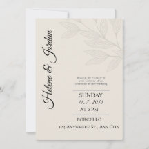 Invitación de boda botánica minimalista