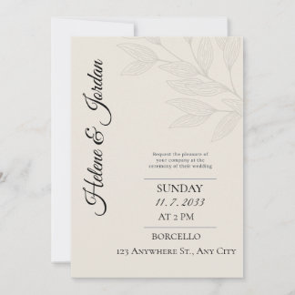 Invitación de boda botánica minimalista
