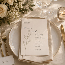 Invitación de boda botánica minimalista arte de lí