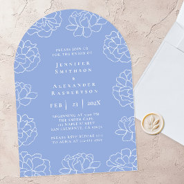 Invitación de boda botánica minimalista azul elega