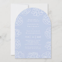 Invitación de boda botánica minimalista azul elega
