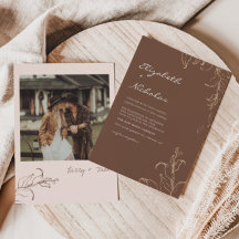 Invitación de boda botánica minimalista boho de te