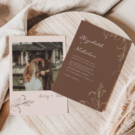 Invitación de boda botánica minimalista boho de te