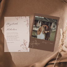 Invitación de boda botánica minimalista boho de te