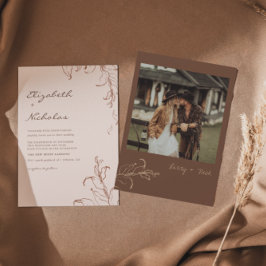 Invitación de boda botánica minimalista boho de te