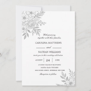 Invitación de Boda Botánica Minimalista Elegante F