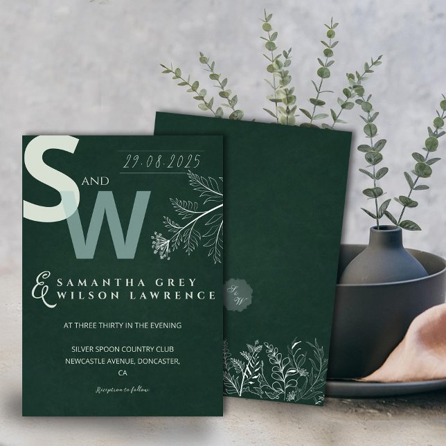 Invitación de boda botánica minimalista moderna (Subido por el creador)