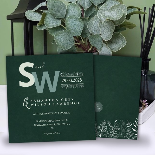 Invitación de boda botánica minimalista moderna (Subido por el creador)