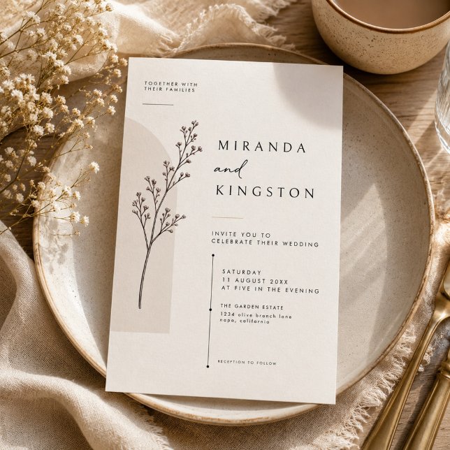 Invitación de boda botánica minimalista moderna (Subido por el creador)