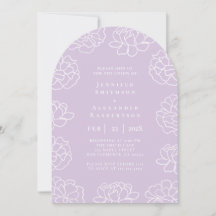 Invitación de boda botánica minimalista morada