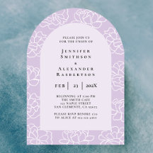 Invitación de boda botánica minimalista púrpura