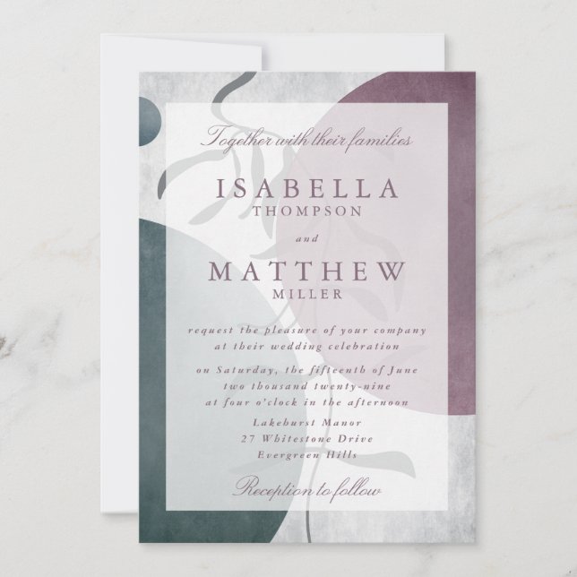 Invitación de Boda Botánica Moderna (Anverso)