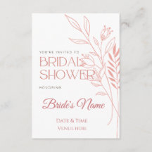 Invitación de boda botánica moderna de arte lineal