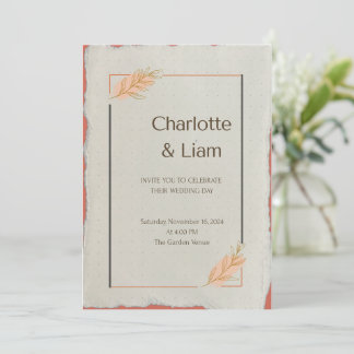 Invitación de boda botánica moderna minimalista