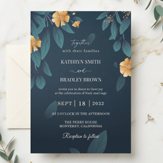 Invitación de boda botánica oscura