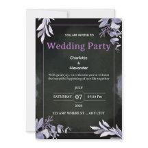 Invitación de boda botánica oscura editable
