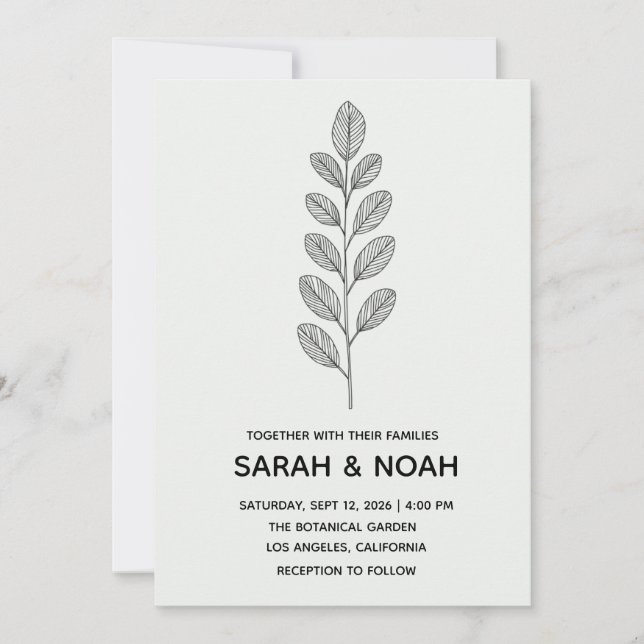 Invitación de Boda Botánica Personalizada Verde Me (Anverso)