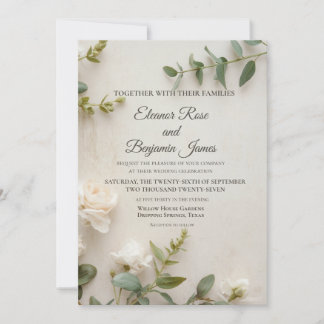 Invitación de Boda Botánica Romántica Vintage