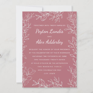 Invitación de boda botánica Rosa Polvorienta