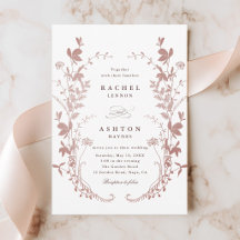 Invitación de boda botánica rosa polvorienta román