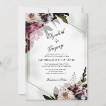 Invitación de boda botánica rosada
