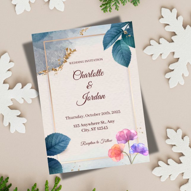 Invitación de boda botánica rústica (Subido por el creador)