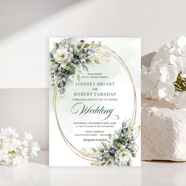 Invitación de boda botánica rústica de eucalipto (Rustic Botanical Eucalyptus Wedding Invitation)