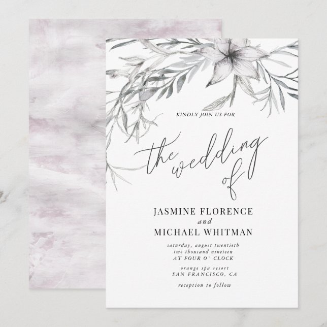 invitación de boda botánica rústica francesa cotta (Anverso / Reverso)