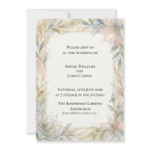 Invitación de boda botánica Sage Blush