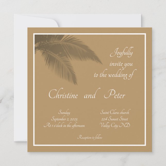 Invitación de boda botánica simple  (Anverso)
