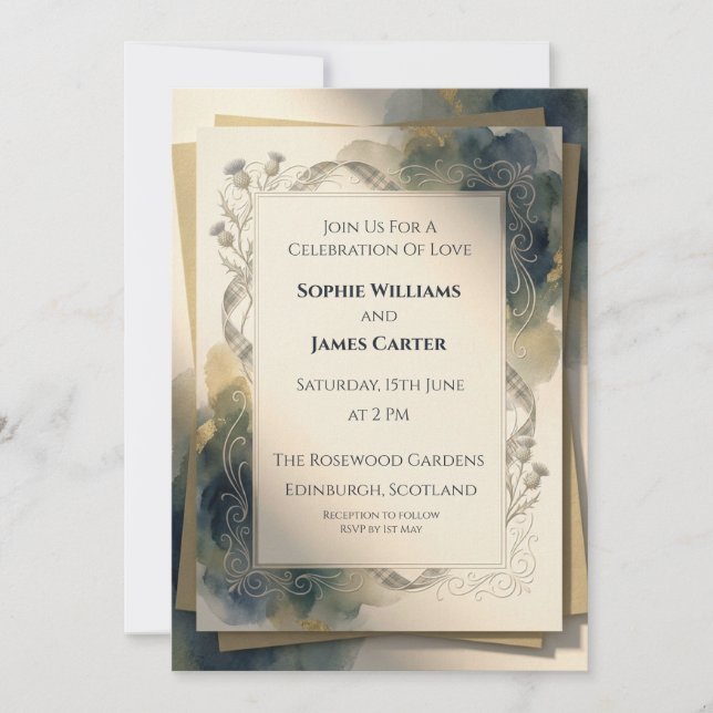 Invitación de boda botánica temperamental (Anverso)
