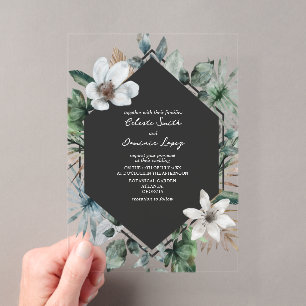Invitación de boda botánica tropical